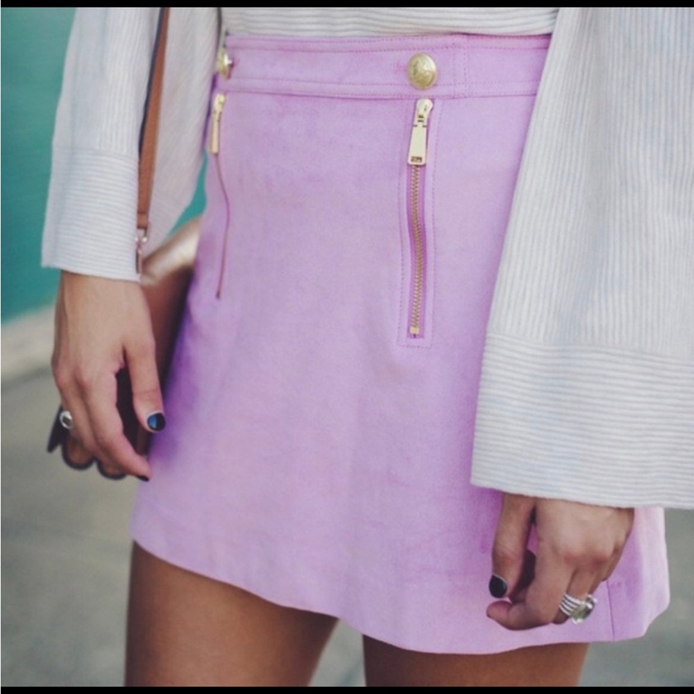 Express Lilac Suede Skirt with Gold